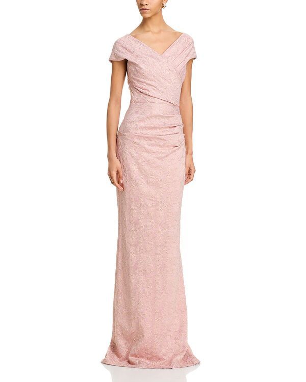 テリジョンバイリッキーフリーマン レディース アンダーウェア ナイトウェア トール Teri Jon by Rickie Freeman Metallic Jacquard Gown Rose Gold ゴールド