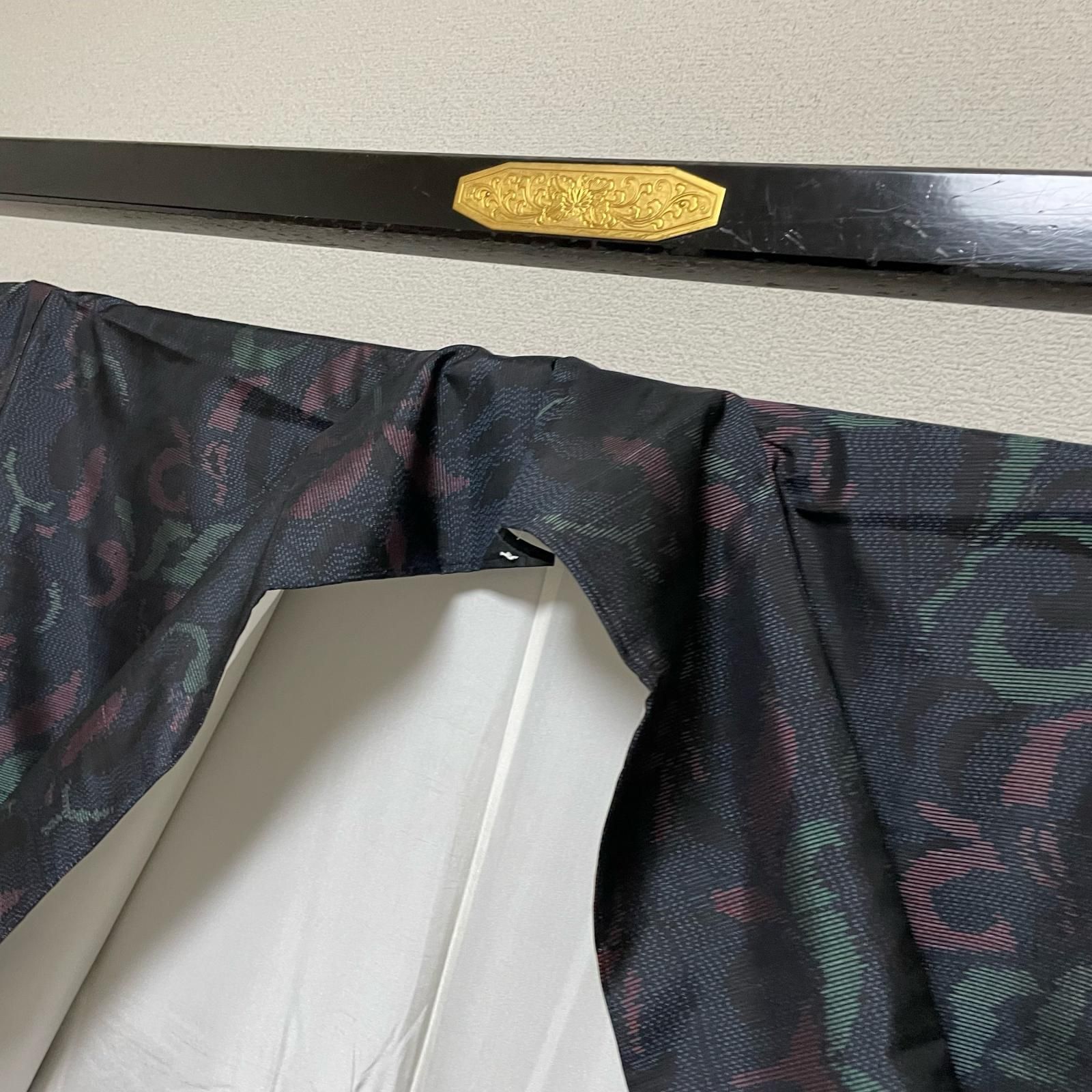 本場大島紬 藍泥染 鮮やかな花模様 着物 正絹 X-3042 - メルカリ