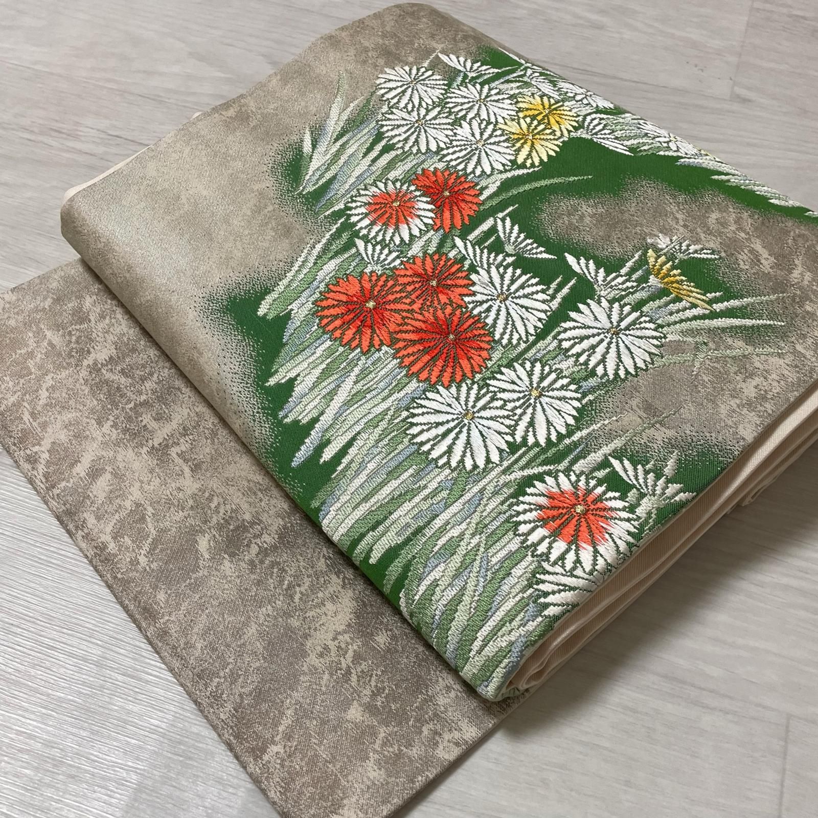 名古屋帯 草花模様 九寸 正絹 着物 X-3071 - メルカリ