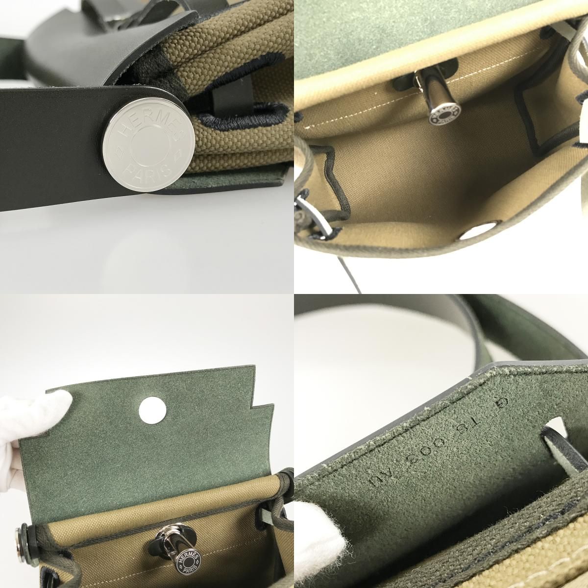 エルメス HERMES エールバッグ ジップ 20 ミニ トワルミリタリー 