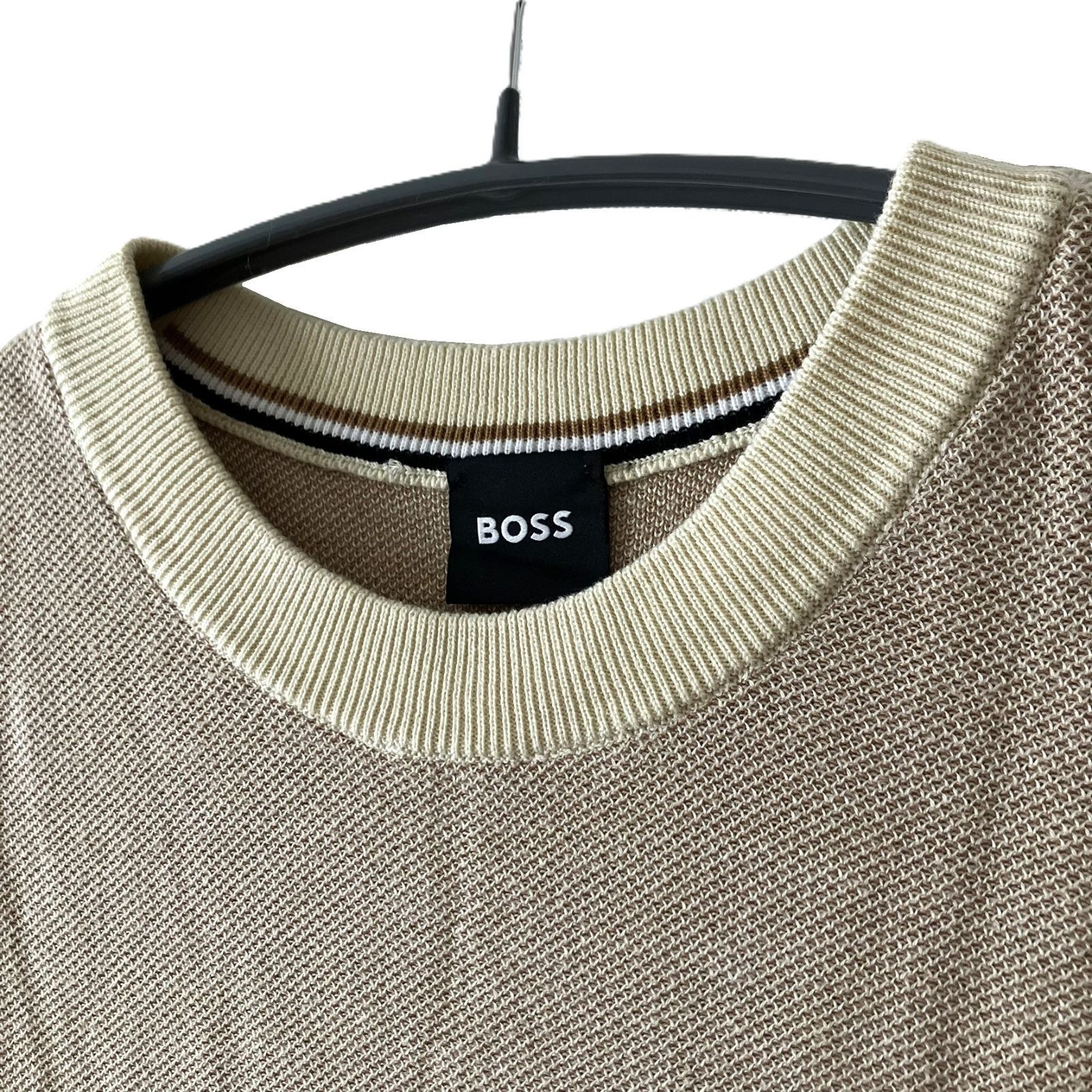 BOSS/ボス】HUGO BOSS 半袖ニット ツートーントップス コットン