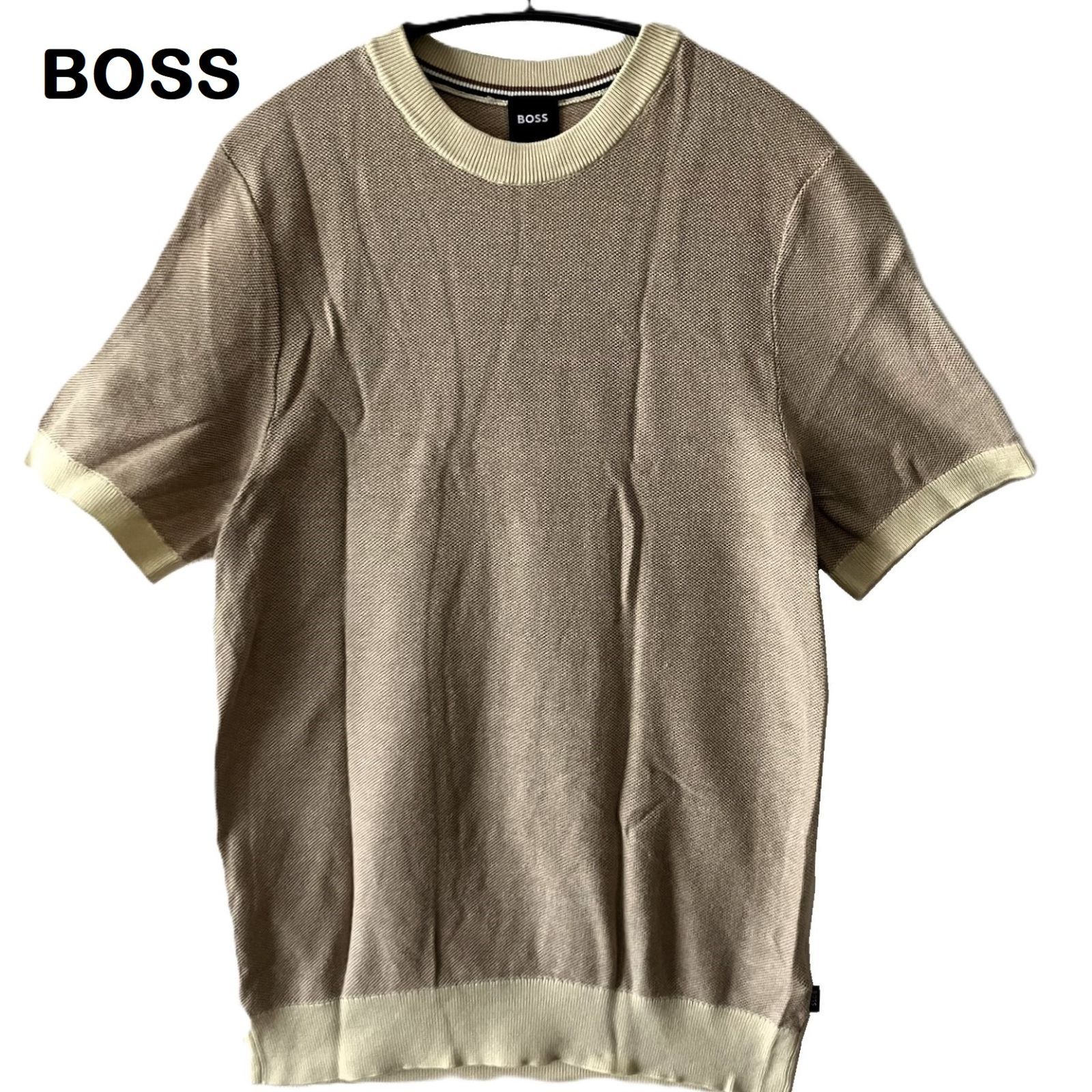 BOSS/ボス】HUGO BOSS 半袖ニット ツートーントップス コットン