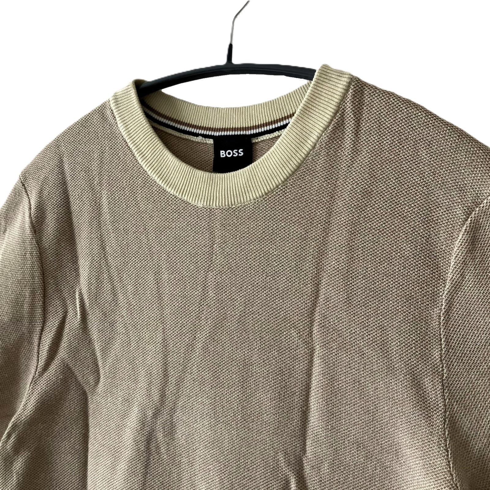 BOSS/ボス】HUGO BOSS 半袖ニット ツートーントップス コットン