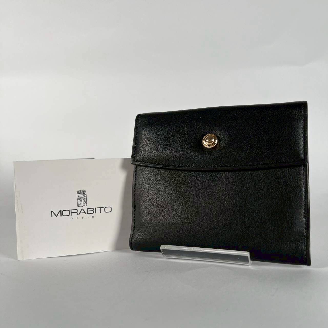 S-37 美品 MORABITO モラビト 財布 二つ折り Wホック ブラック レザー 2260003508257 50-23