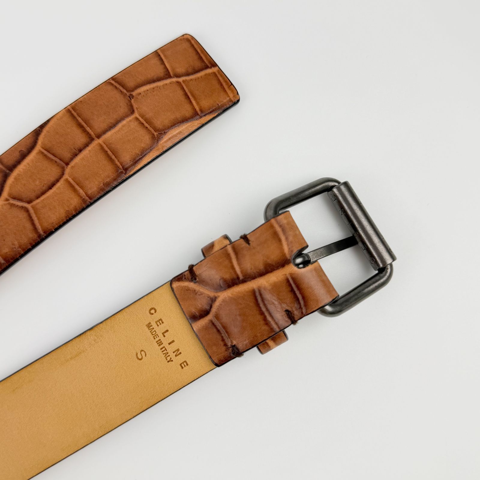 中古】CELINE セリーヌ ベルト レザー ブラウン 金具シルバー