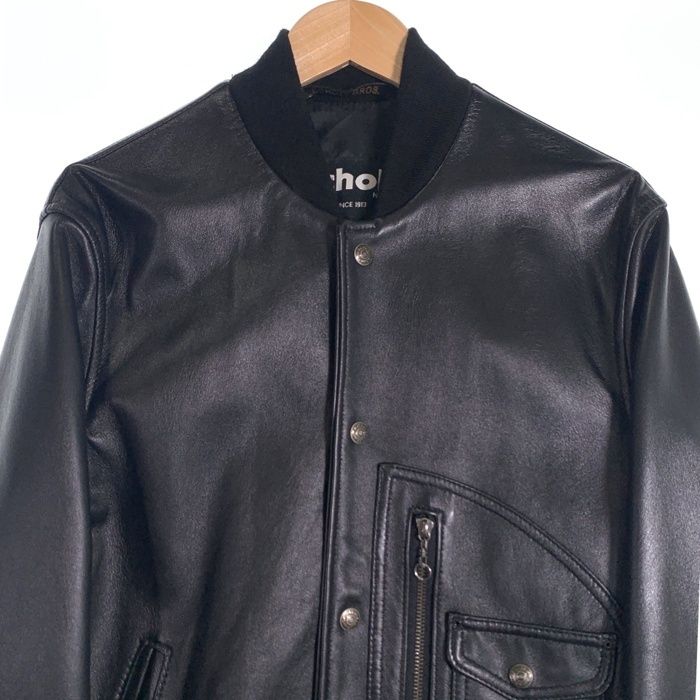 Schott ショット Leather Varsity Jacket  羊革 レザー ヴァーシティー ジャケット ブラック 7571 USA製 Size 38 Schott ショット Leather Varsity Jacket 羊革 レザー ヴァーシティー