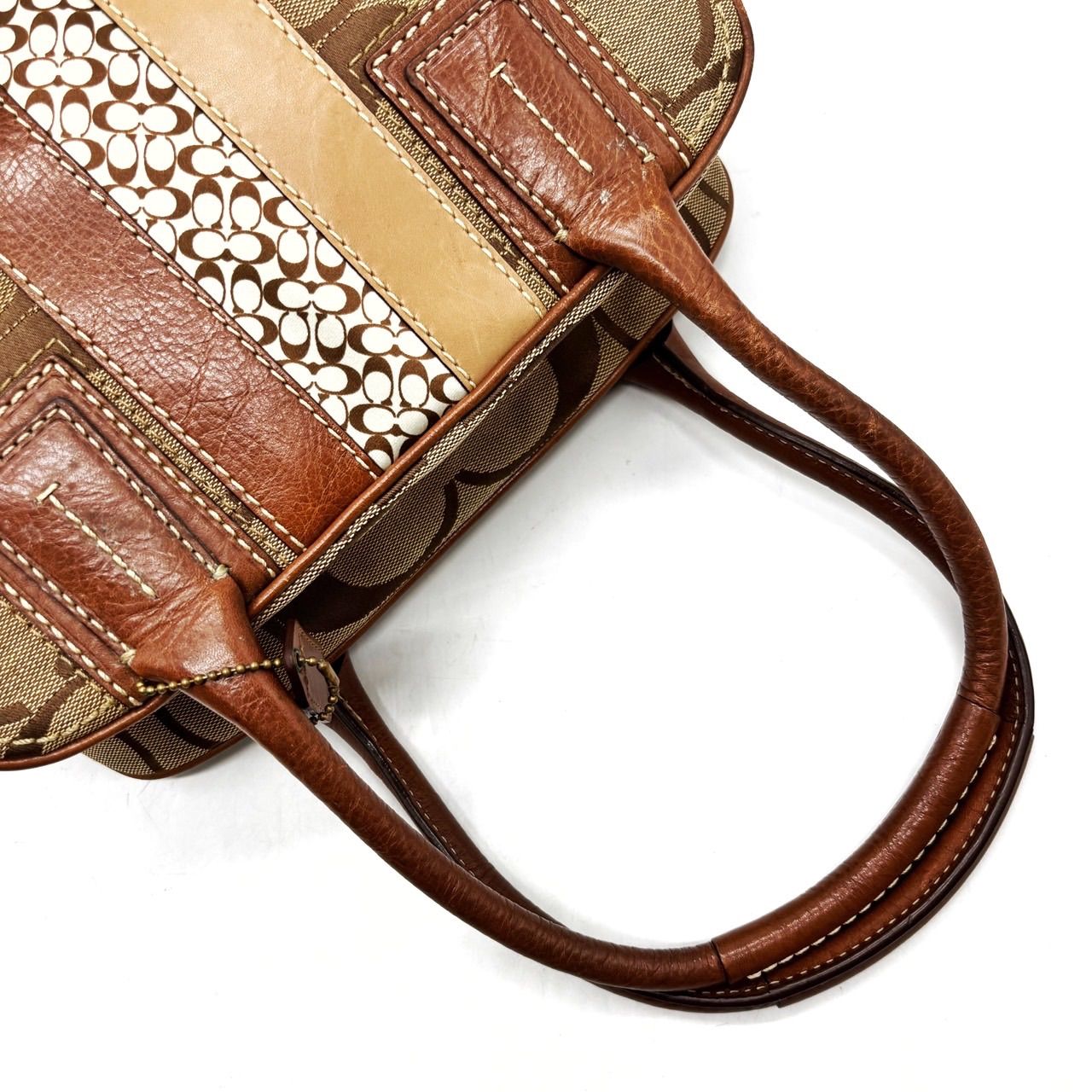 【良品】COACH Y2K big signature beige canvas leather mini boston bag unisex コーチ ボストンバッグ 【良品】COACH Y2K big signature beige canvas leather mini boston bag unisex コーチ ボストンバッグ
