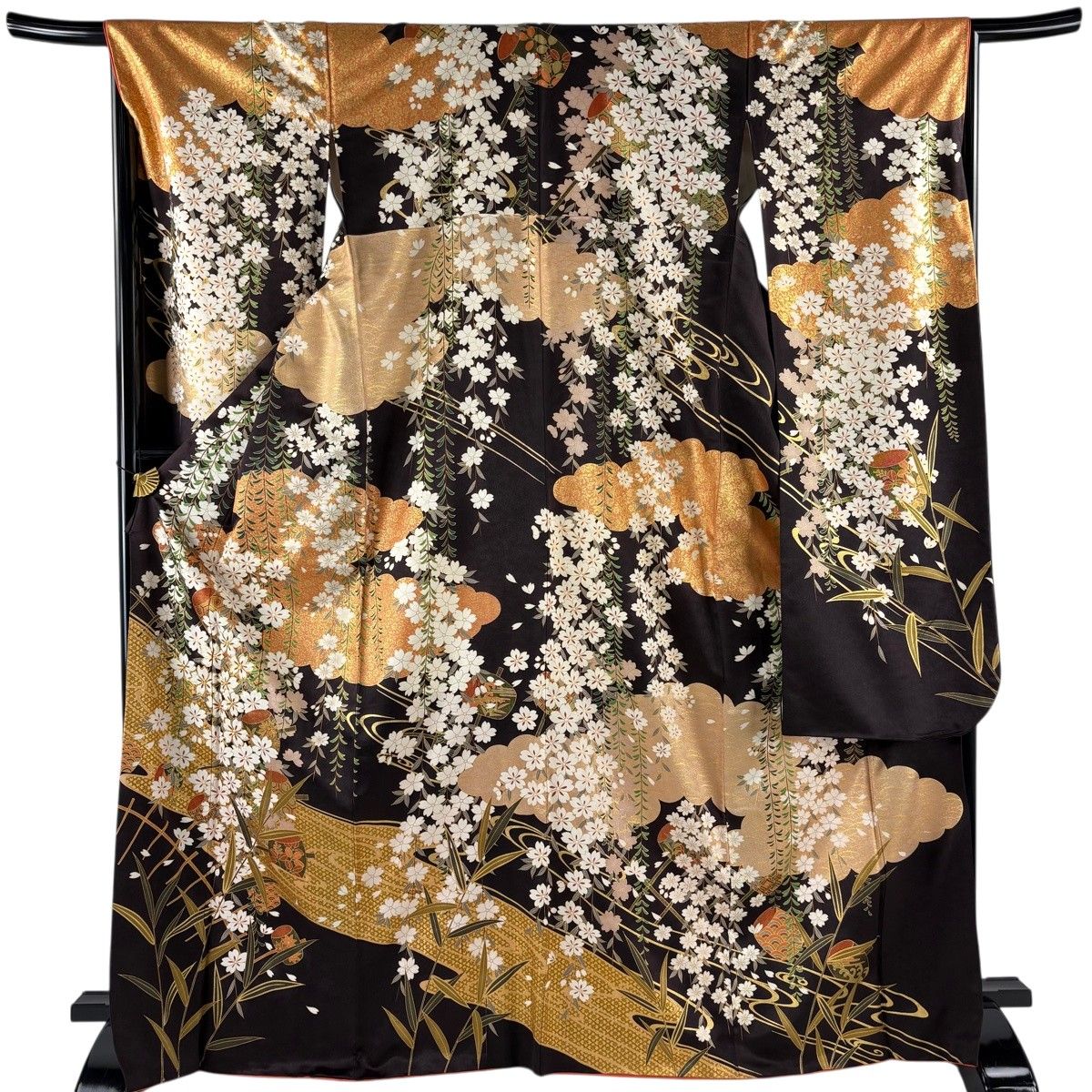 振袖 身丈168.5cm 裄丈67.5cm L 七宝 金糸金通し 朱色正絹名品 振袖 身丈168.5cm 裄丈66.5cm M 袷 土車 桜 金彩 金糸 焦茶色 正絹