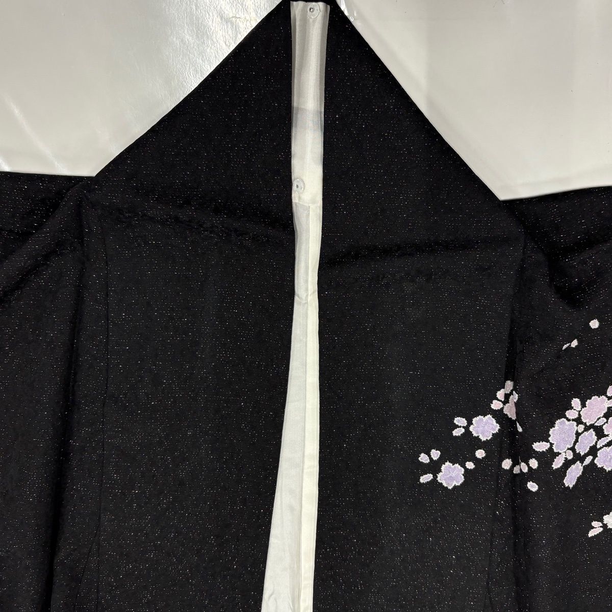 訪問着 身丈165cm 裄丈67.5cm L 袷 辻が花柄 銀通し ぼかし 黒 正絹 秀 