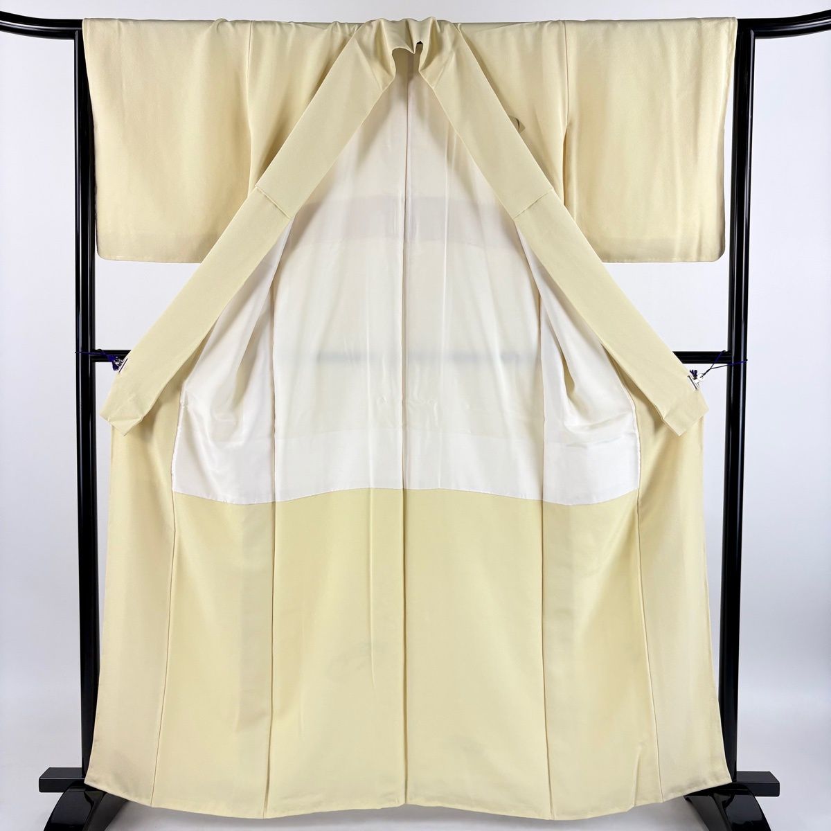 美品】 付下げ 身丈162cm 裄丈64.5cm M 袷 扇面 草花 金彩 薄黄 正絹