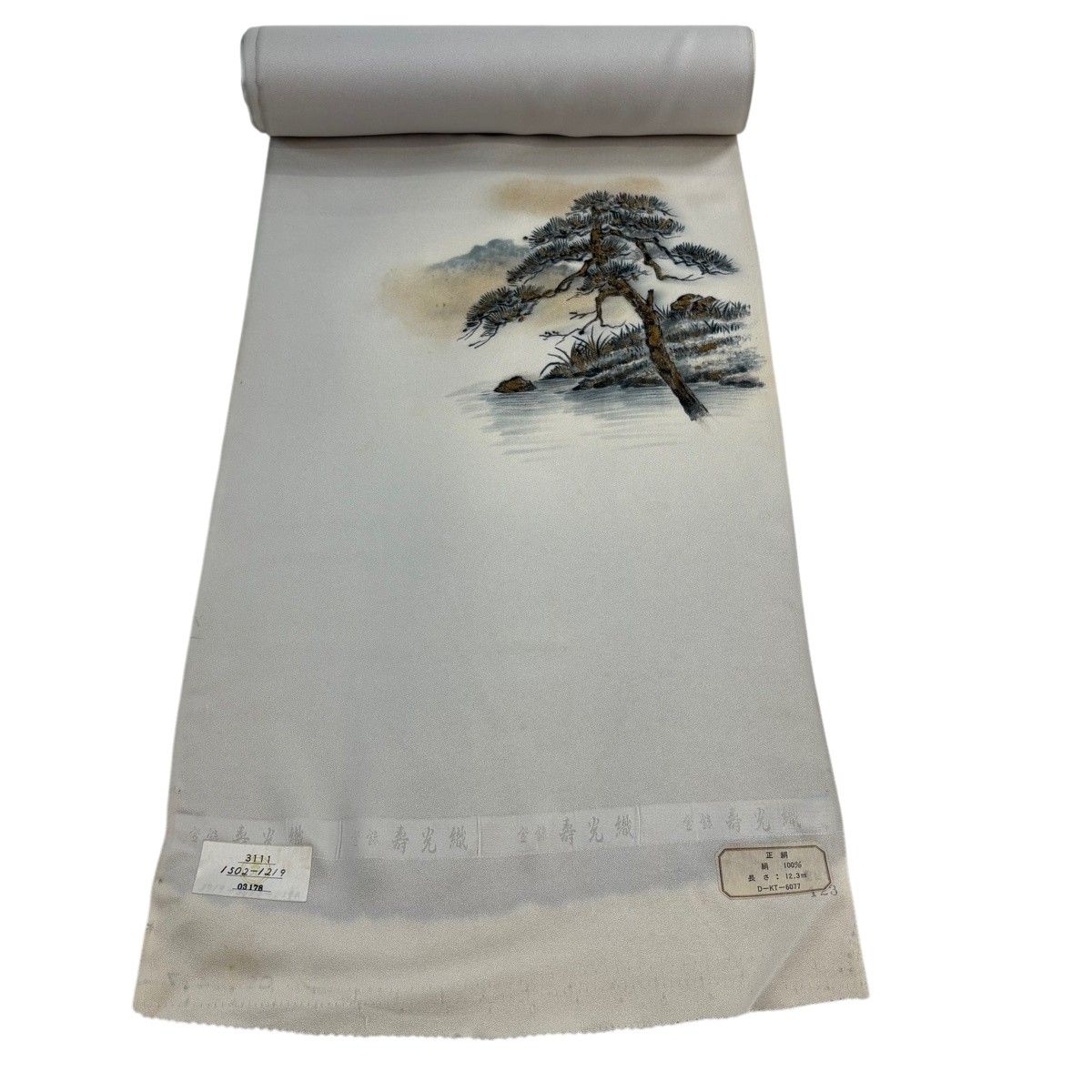 反物 秀品 付下げ 笠松 風景 灰白 正絹 【中古】
