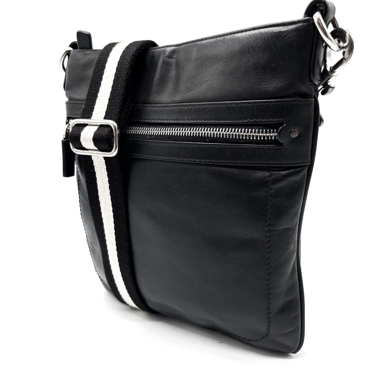 【良品】BALLY バリー トレインスポッティング ショルダーバッグ ポシェット オールレザー 革 ブラック 黒 メンズ