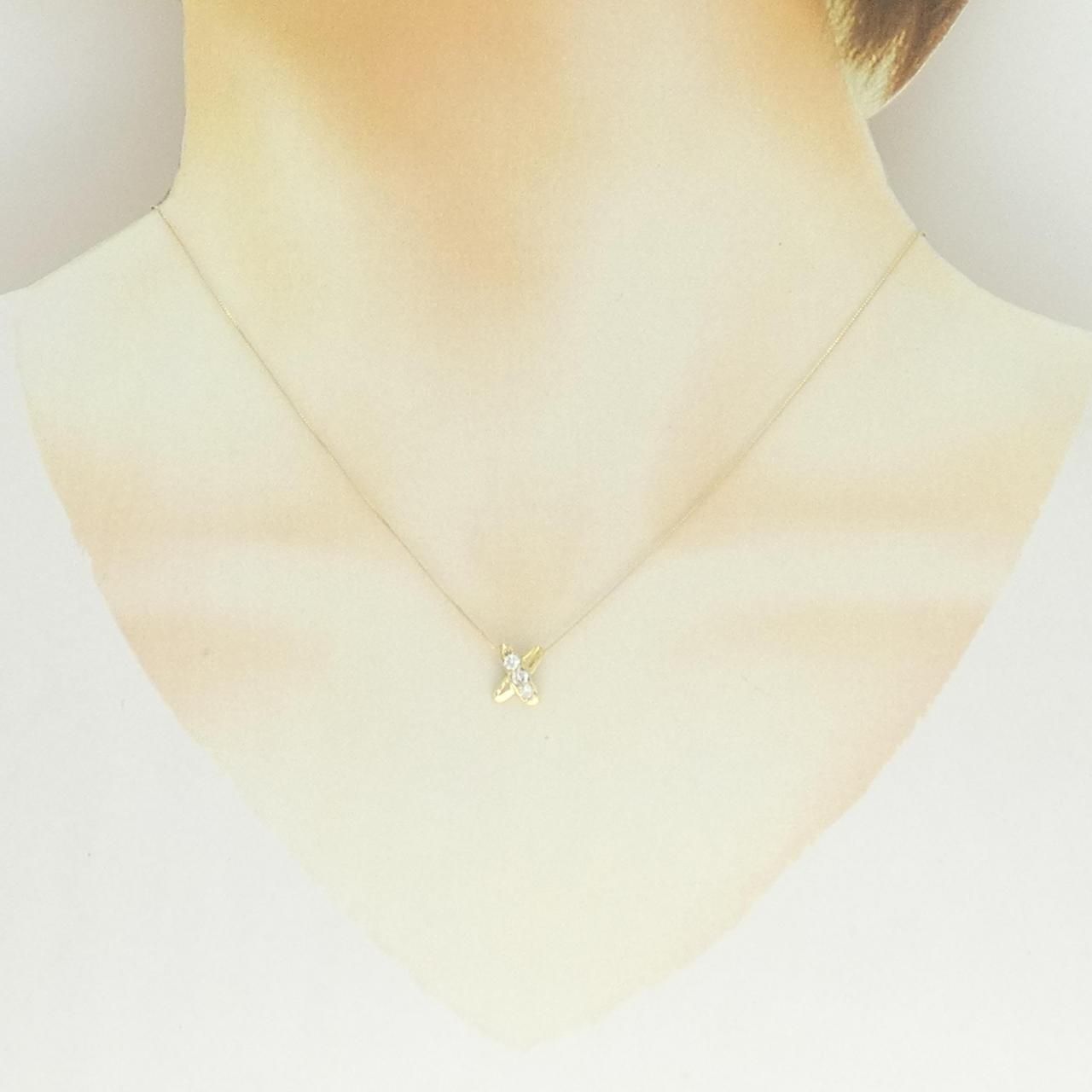 K18YG ダイヤモンド ネックレス 0.15CT - メルカリ