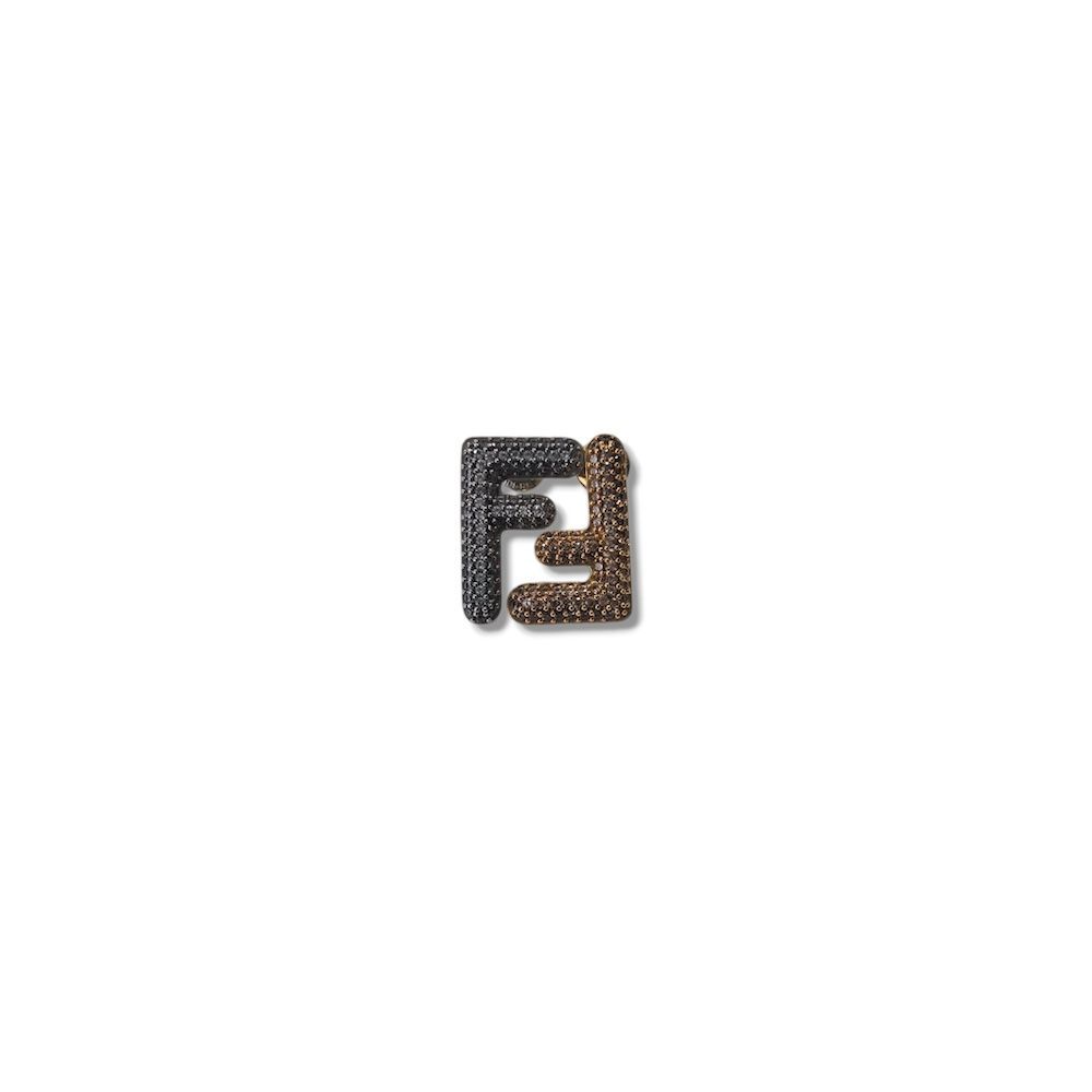 FENDI フェンディ ラインストーン FFロゴ ツートーン ピアス メタル
