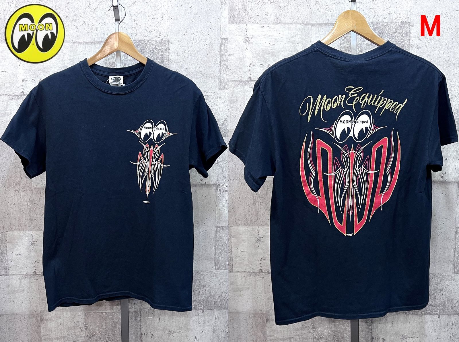 ムーンアイズ MOON Equipped ピンストライプ Tシャツ M ブラック 