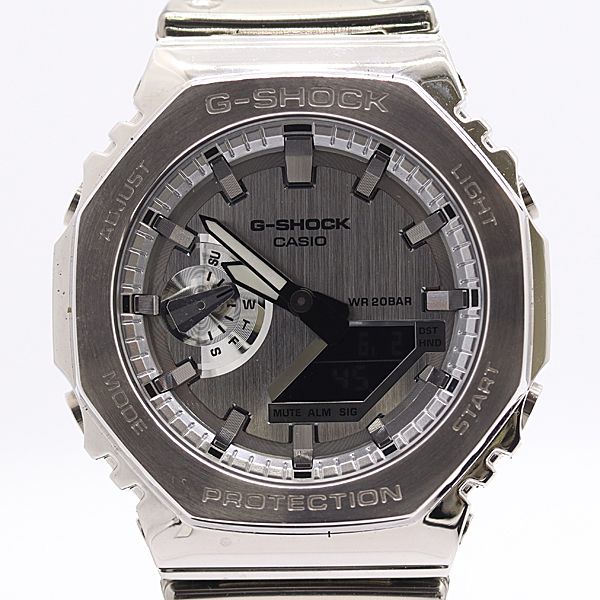 新品同様 稼働 箱付 カシオ G-SHOCK GM-2100-1AJF メタルバンド SS QZ
