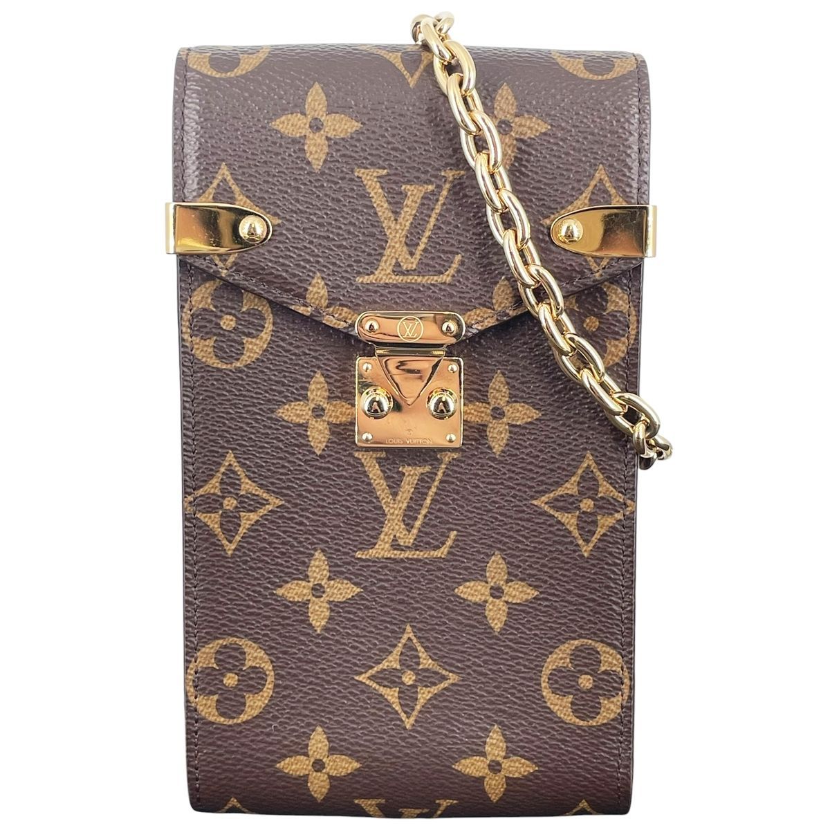 美品ルイヴィトン モノグラム パピオン付属ポーチ 社外チェーン付 ショルダー風 中古】 LOUIS VUITTON ルイ・ヴィトン モノグラム フォンポーチ
