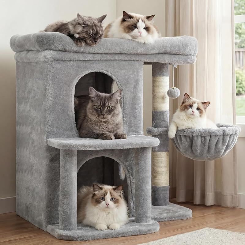 Heyblyキャットタワー 高さ65cm 大型猫用 猫タワー 据え置き スリム 省