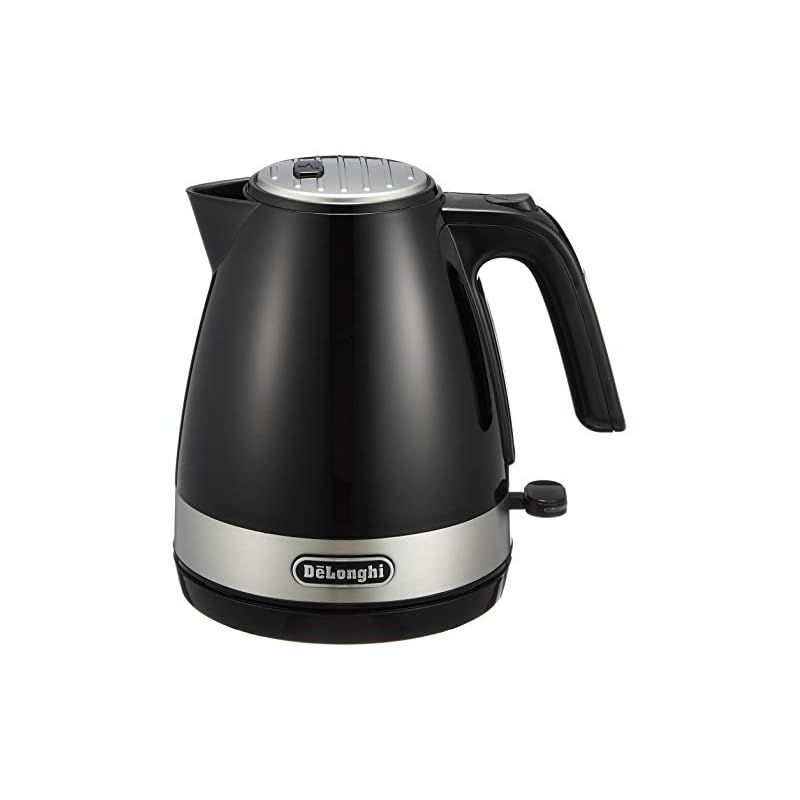 DeLonghi(デロンギ) De'Longhi電気ケトル アクティブ シリーズ KBLA1200J-BK イタリアンデザイン 1.0L ワンプッシュオープン 異物混入防止フィルタ 見やすい水量計 電源コードホルダー [インテンスブラック] ファミリー登録 1