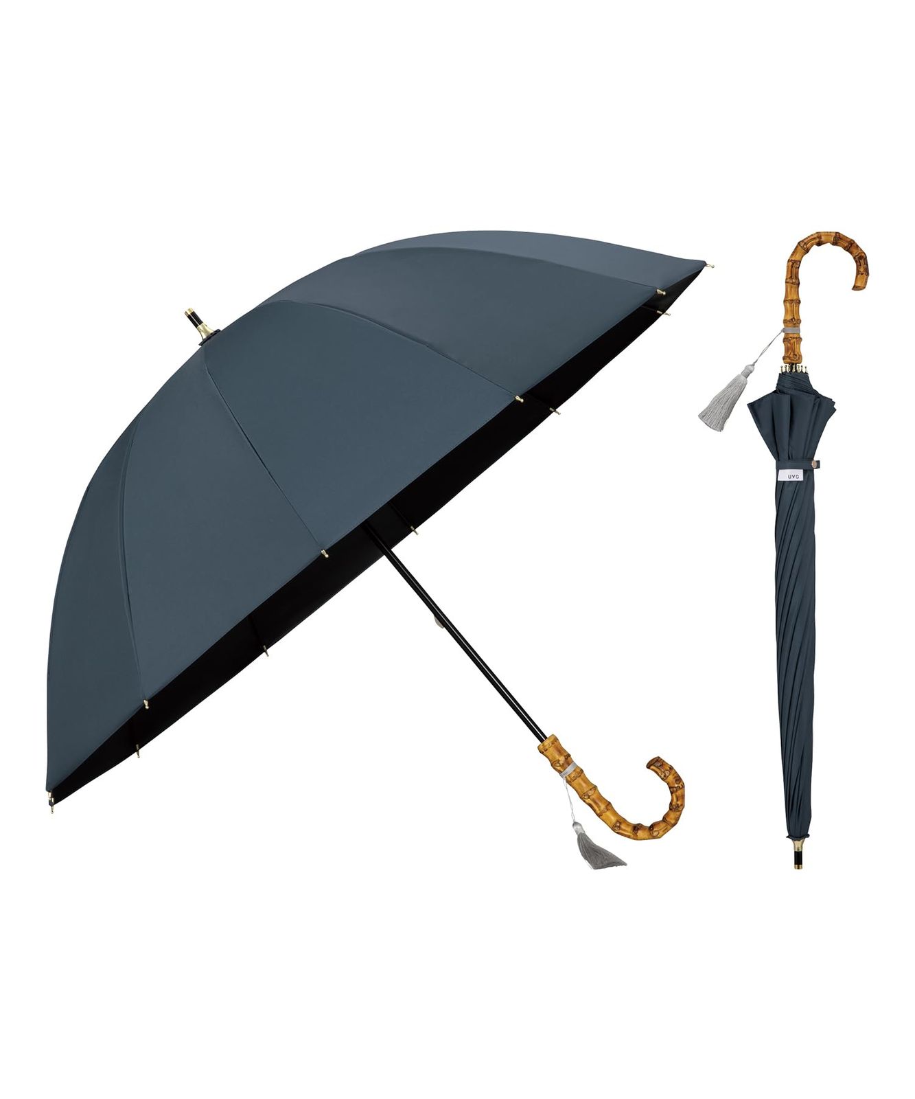 【旧モデル】Wpc. 日傘 UVO(ウーボ) 長傘／12K 親骨55cm レディース 無地タッセル ブルーグレー 親骨：55cm UVO12K-06 0