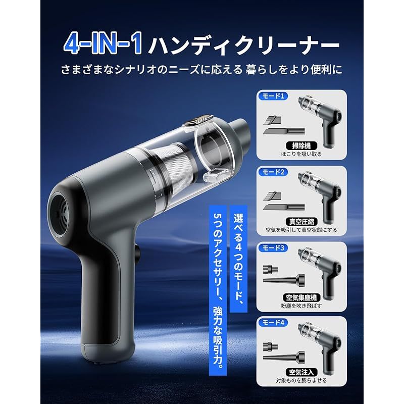 ハンディクリーナー コードレス 35000Pa 強力吸引力 【吹き飛ぶ