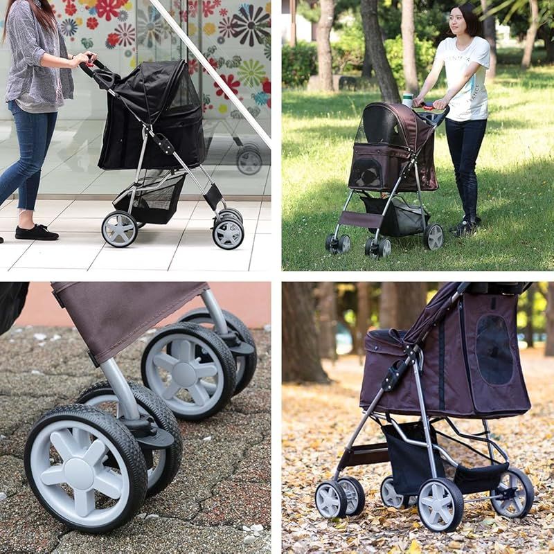 ★未開封品★ottostyle.jp　ペットカート 4輪 耐荷重60kgブラック 犬用品 ottostyle.jp 折りたたみ ペットカート 軽量 安全装置付 ドッグ