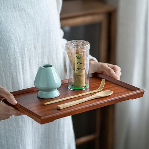 茶道具4点セッ 百本立茶筅 茶筅立て 茶杓 茶さじ 竹製 抹茶セット 粉末