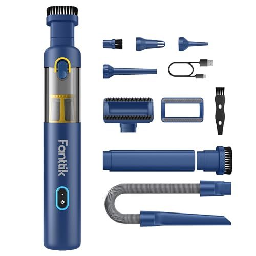 Fanttik Slim V8 Apex ハンディクリーナー 車用掃除機 19000Pa 強力吸引 4in1 多機能 吸い込み 吹き飛ばし両用 軽量 40分間連続稼働 急速充電 Type-C ハンディ掃除機 車 家庭 キーボード ブルー 0