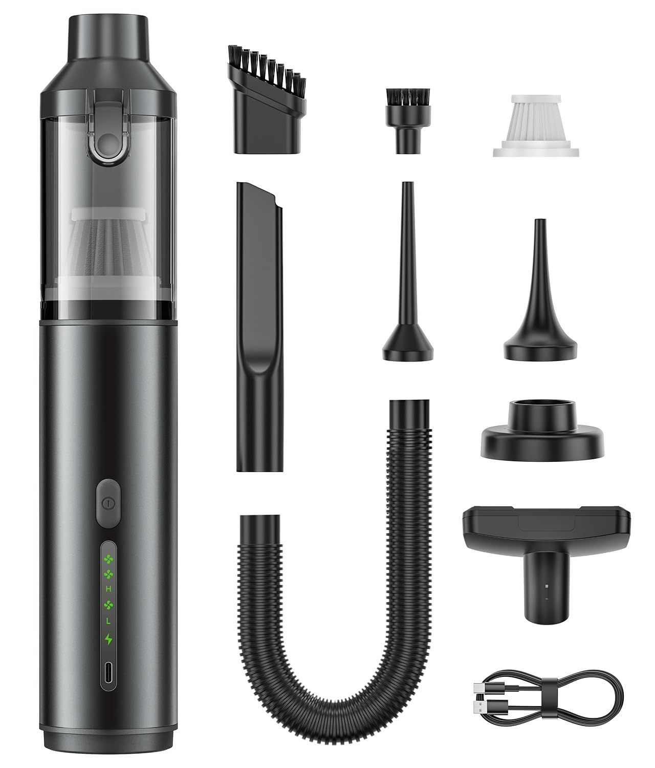 ハンディクリーナー 車用掃除機 コードレス 強力吸引 16000Pa 1台2役 吸塵吹塵 両用 VAC103 多機能 ミニ掃除機 超軽量413g ポータブル パソコン掃除 キーボード 隙間 車内清掃 Type-C充電式 6種類ノズル付き 日本語説明書 0