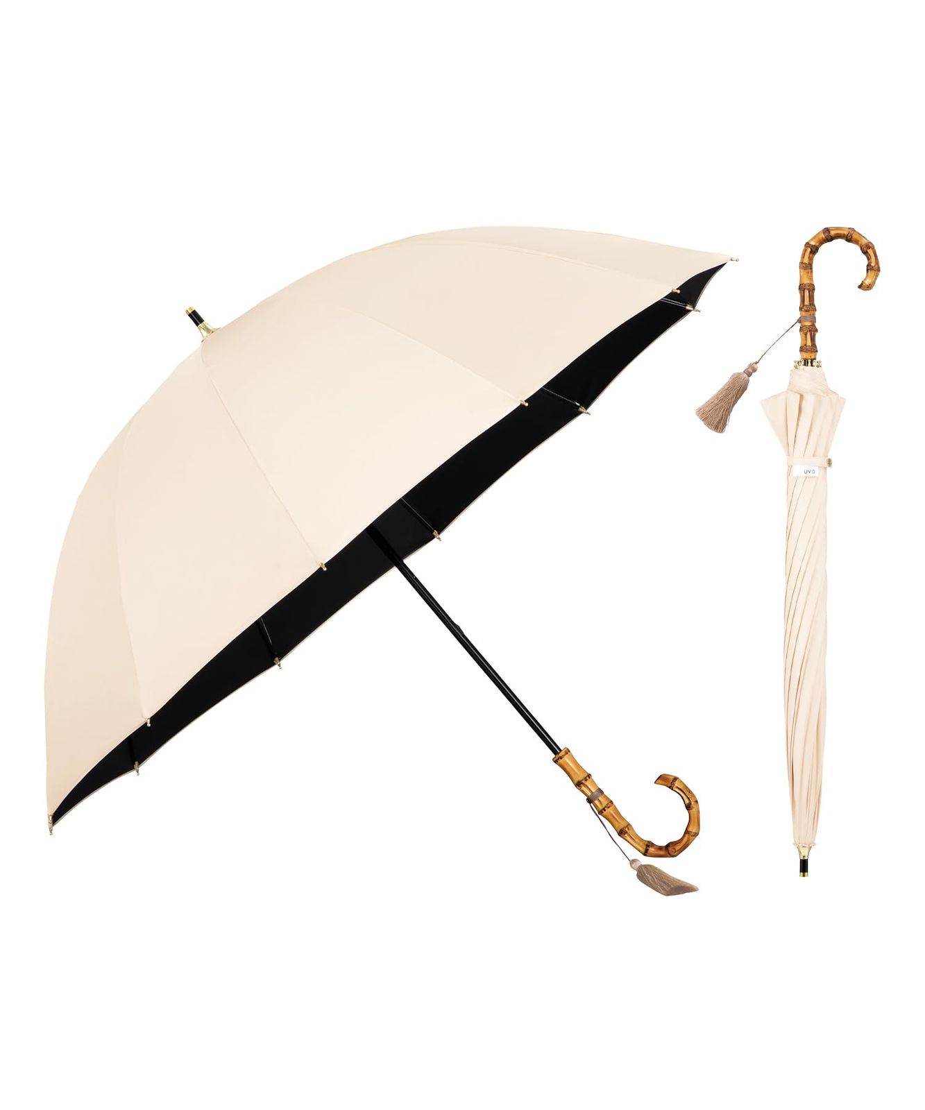 【旧モデル】Wpc. 日傘 UVO(ウーボ) 長傘／12K 親骨55cm レディース 無地タッセル ベージュ 親骨：55cm UVO12K-06 0