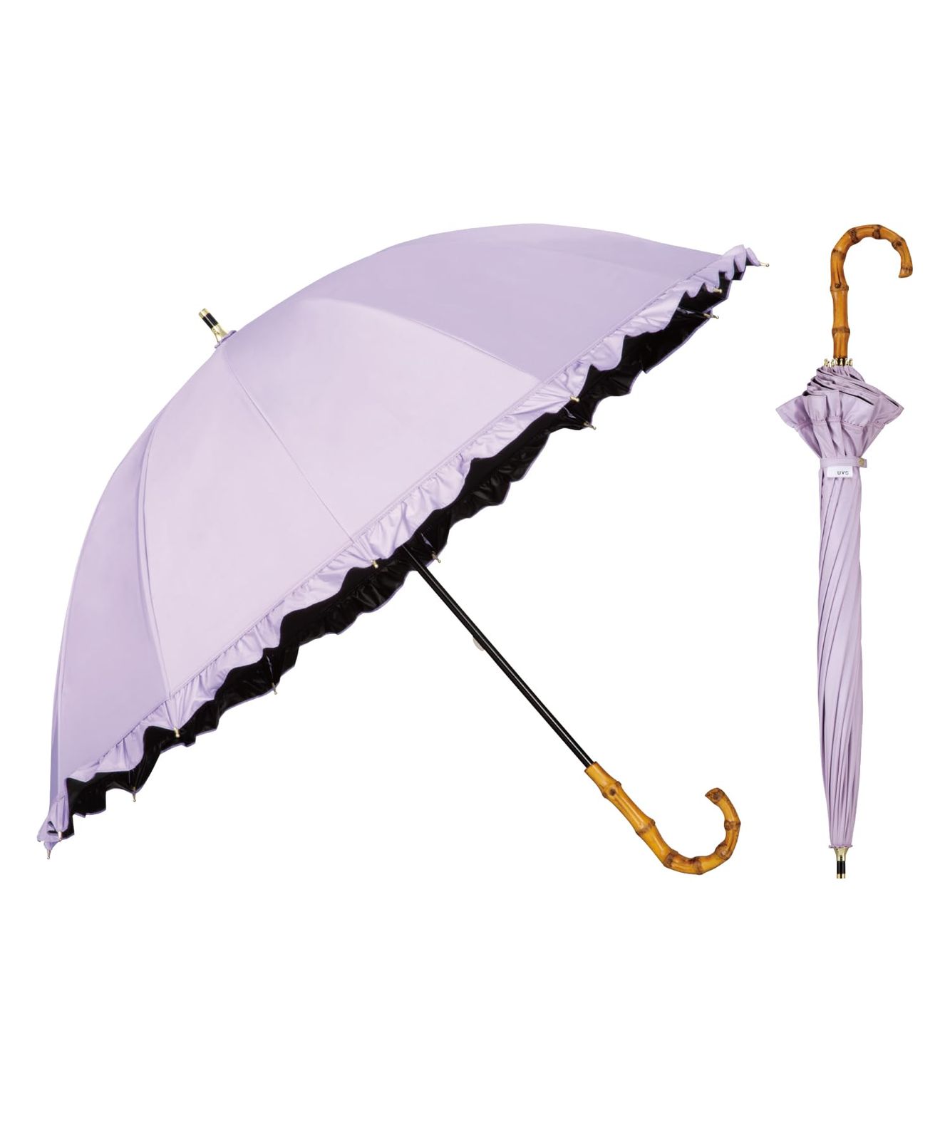 【旧モデル】Wpc. 日傘 UVO(ウーボ) 長傘／12K 親骨55cm レディース フリル ラベンダー 親骨：55cm UVO12K-24 1