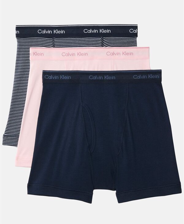 カルバンクライン メンズ アンダーウェア ボクサーパンツ コットン Calvin Klein Mens 3Pack Cotton Classics Boxer Briefs Underwear Horizon PinkHairline Stripe Shore