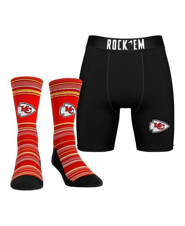ロックイーエム メンズ アンダーウェア 靴下 Rock Em Mens Kansas City Chiefs Primary Crew Socks Boxer Briefs Combo Pack No Color 10,066円