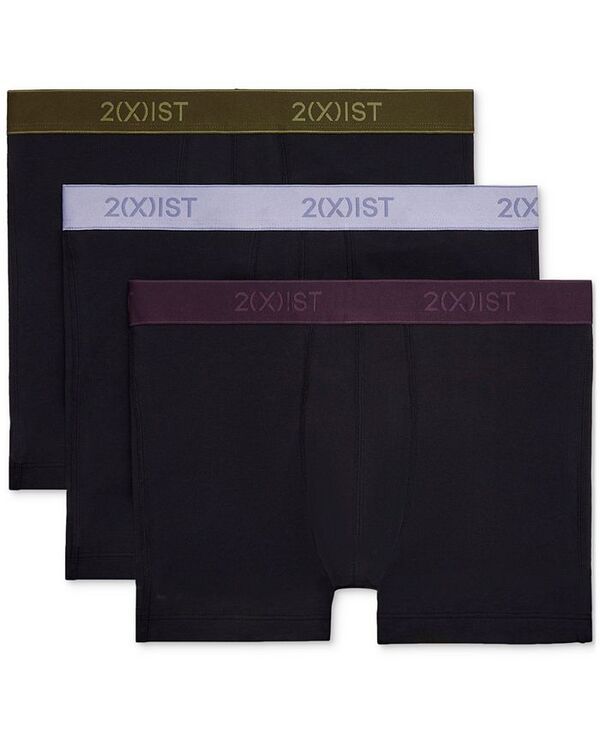 ツーイグジスト メンズ アンダーウェア ボクサーパンツ 2xist Mens Essential NoShow Trunks 3Pack Black W Dark Olivelavenderplum ブラック