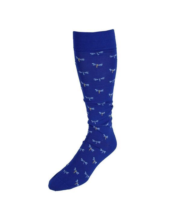 トラファルガー メンズ アンダーウェア 靴下 コットン TRAFALGAR Mens Renewal Dragonfly Novelty Over The Calf Pima Cotton Dressock 1 Pair Clematis blue ブルー