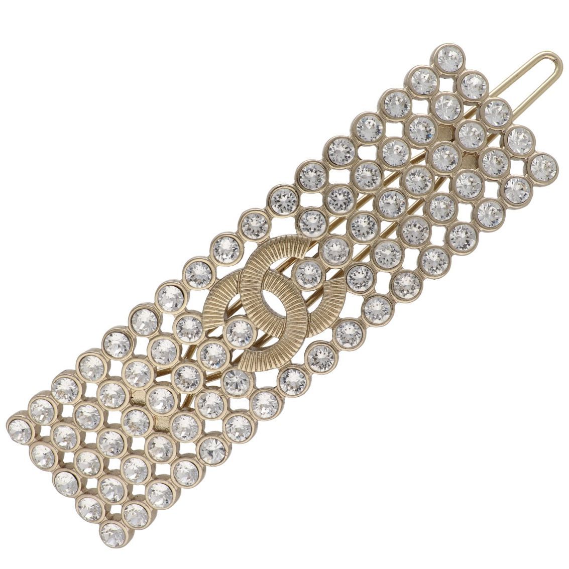 中古】 CHANEL シャネル ココマーク ラインストーン スクエアバレッタ