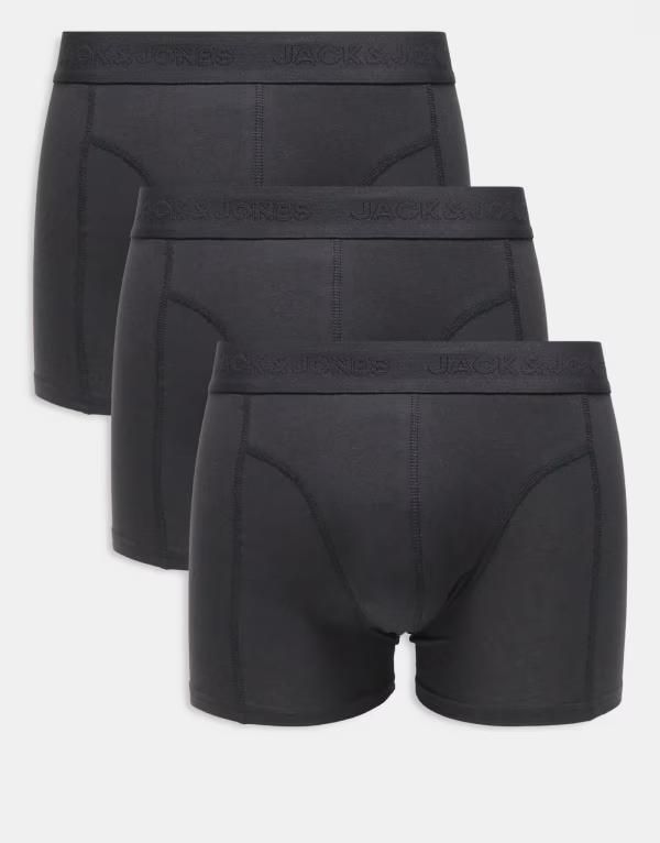 ジャック アンド ジョーンズ メンズ アンダーウェア トランクス Jack Jones 3 pack trunks Black ブラック