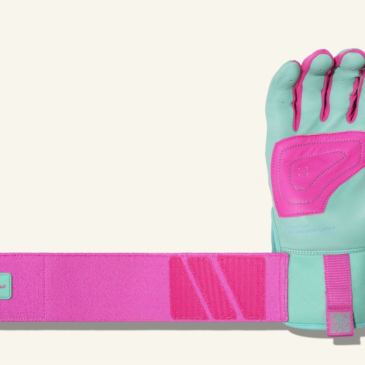 COMBAT MFG　バッティンググローブ 両手用 高グリップ仕様 野球 COMBAT MFG YING YANG LONG STRAP BATTING GLOVES Mint/Pink