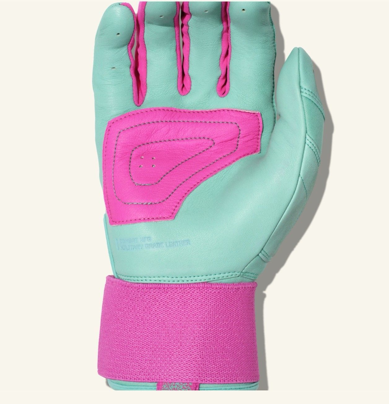 COMBAT MFG　バッティンググローブ 両手用 高グリップ仕様 野球 COMBAT MFG YING YANG LONG STRAP BATTING GLOVES Mint/Pink