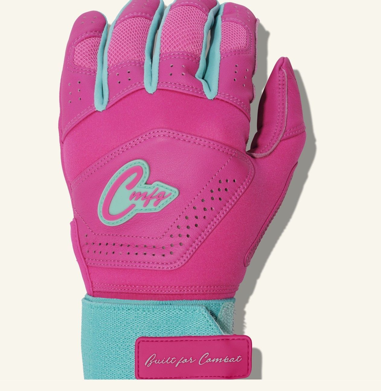 COMBAT MFG　バッティンググローブ 両手用 高グリップ仕様 野球 COMBAT MFG YING YANG LONG STRAP BATTING GLOVES Mint/Pink
