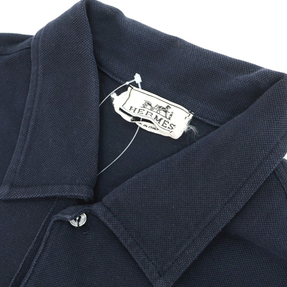 中古】エルメス HERMES コットン 半袖ポロシャツ ネイビー【サイズM