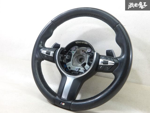 ★実動外し★ BMW 純正 3D20 F30 320d 3シリーズ Mスポーツ 前期 ステアリング ホイール ハンドル パドルシフト 付 6131 7848641-01 棚