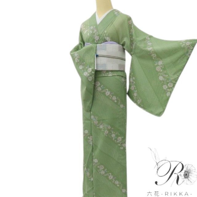 六花-RIKKA- 新品 洗える夏着物 辻が花 絽❀涼縞に寄り添い、初夏を