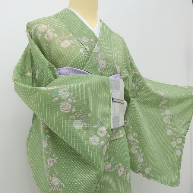 六花-RIKKA- 新品 洗える夏着物 辻が花 絽❀涼縞に寄り添い、初夏を