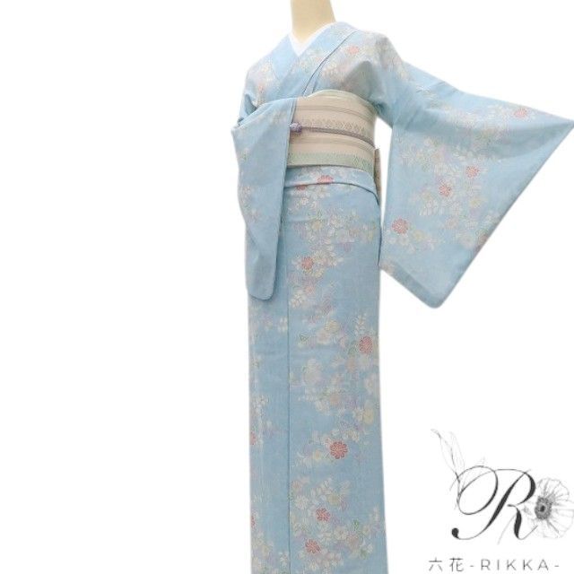 六花-RIKKA- 美品 洗える夏着物 誂えポリエステル 辻が花 絽❀涼彩に