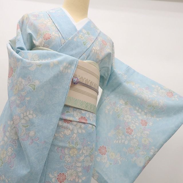 六花-RIKKA- 美品 洗える夏着物 誂えポリエステル 辻が花 絽❀涼彩に