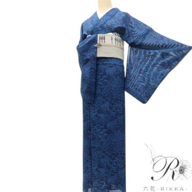 六花-RIKKA- 美品 洗える夏着物 誂えポリエステル トール・ワイド