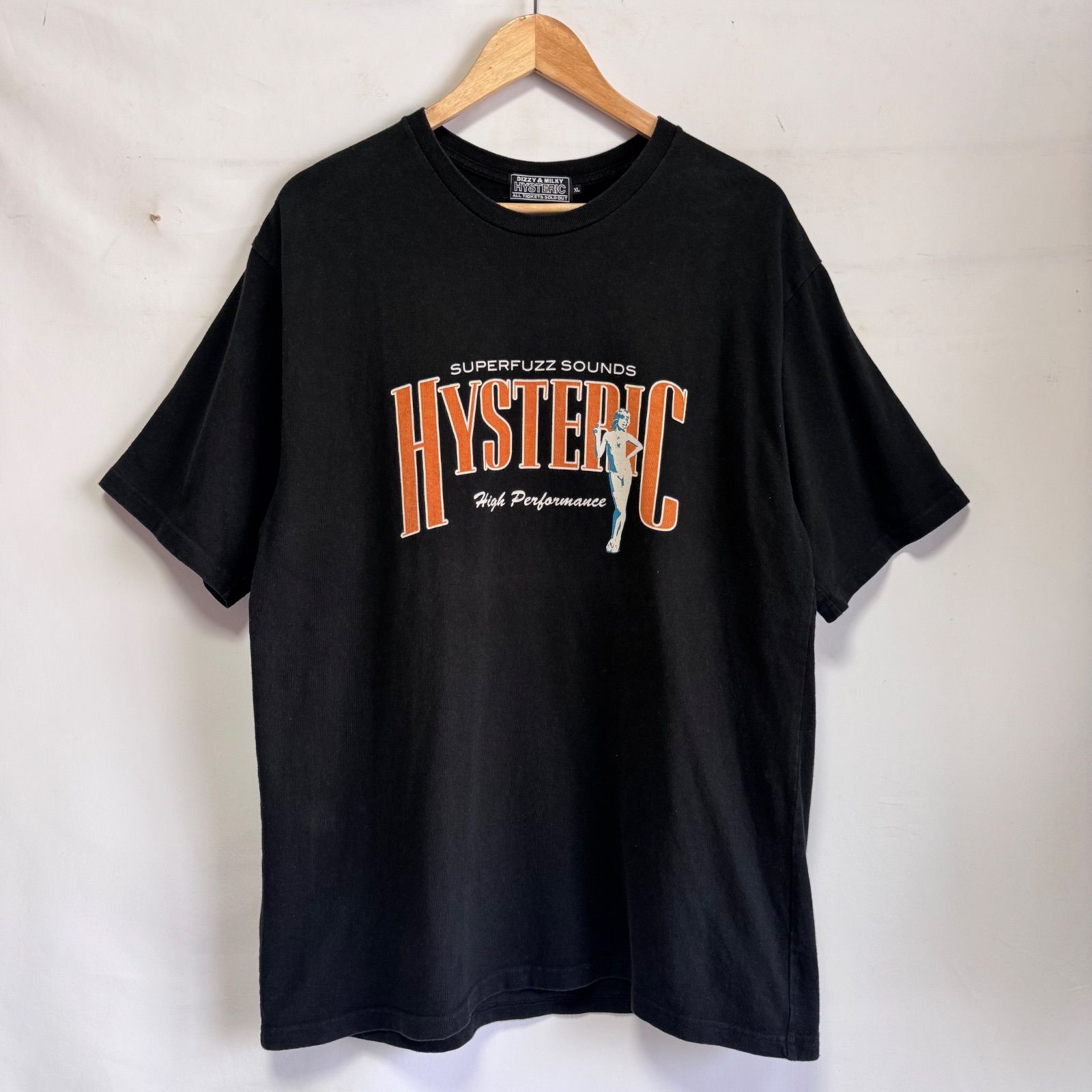 メンズ 【XL】ヒステリックグラマー ガールプリント 半袖Tシャツ 黒