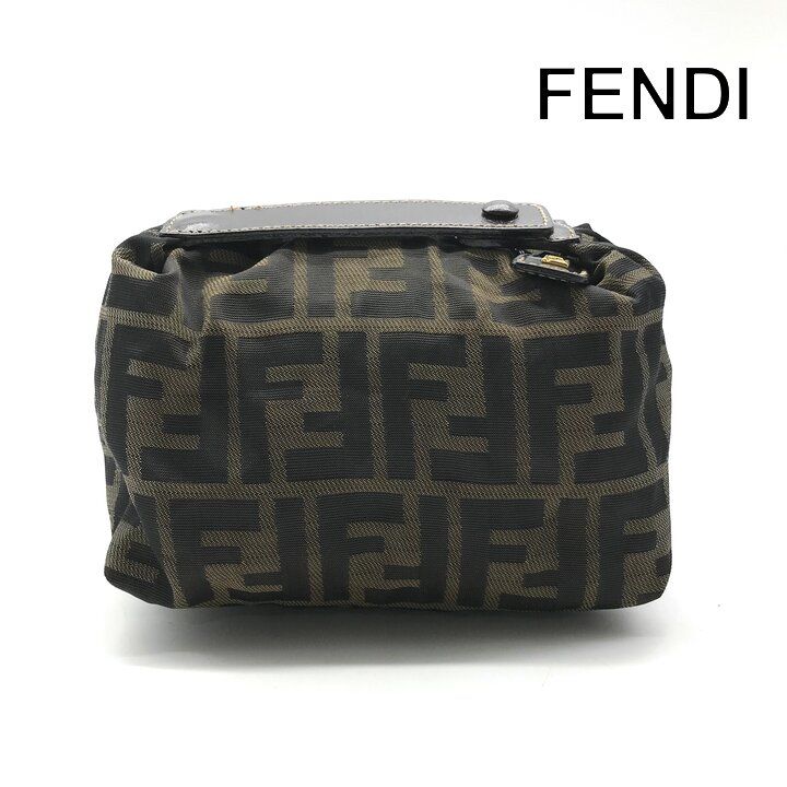 良品 FENDI フェンディ ズッカ キャンバス レザー ヴィンテージ ミニ