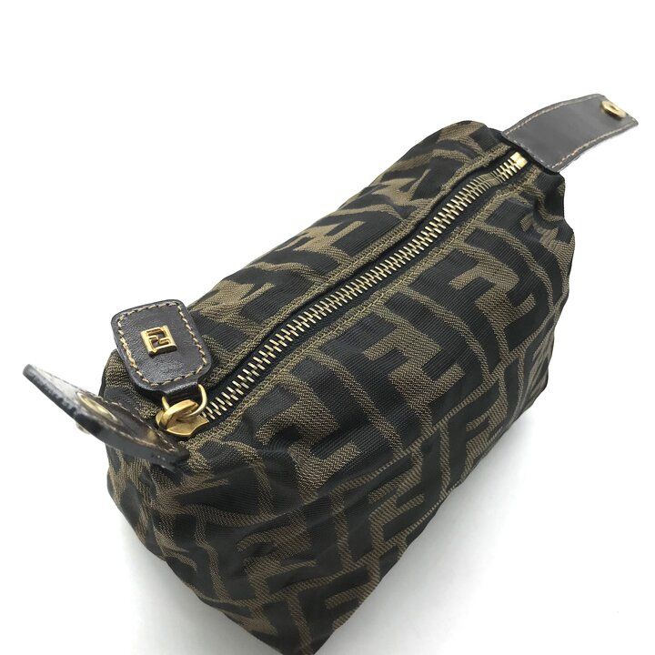 良品 FENDI フェンディ ズッカ キャンバス レザー ヴィンテージ ミニ